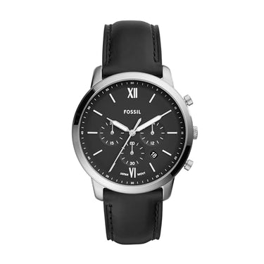 Fossil Neutra uhr für Herren, Chronographenwerk mit Edelstahl- oder Lederarmband, Schwarz und Silberton, 44 im Sale